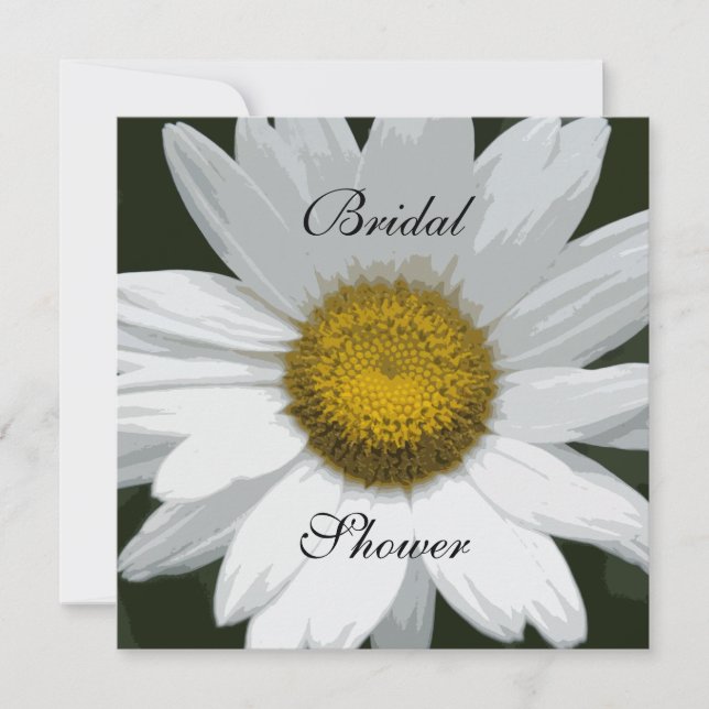 White Daisy Flower Garden Party Bridal Shower Invitation (Front)
