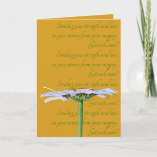 White Daisy Flower Green Yellow Surgery Get Well Card