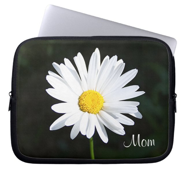 White Daisy Flower "Mum" Laptop Sleeve (Front)