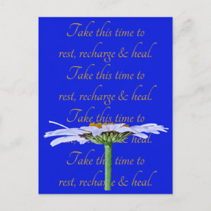 White Daisy Flower on Blue Canvas Time to Heal Postcard