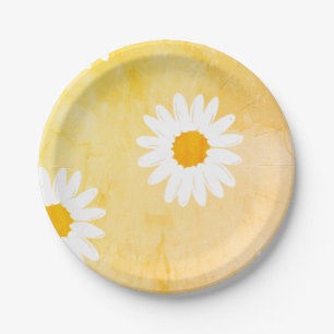 White Daisy flower pattern Paper Plate