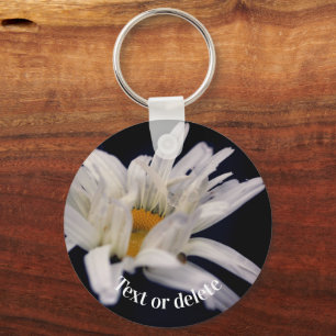 White Daisy Flower Personalised Key Ring