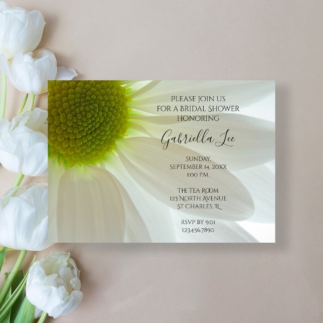 White Daisy Flower Petals Bridal Shower Invitation (Creator Uploaded)