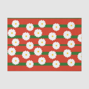 White Daisy Flower red Merry Christmas Holiday  Tissue Paper