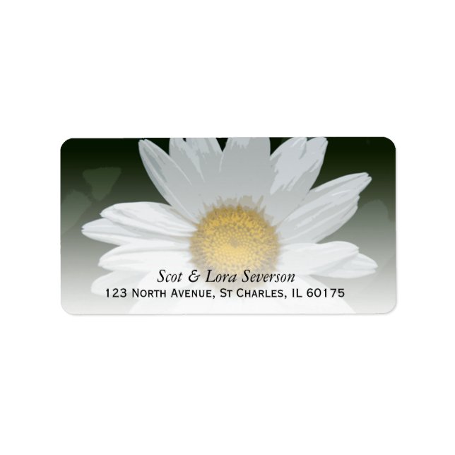 White Daisy Flower Return Address Label (Front)