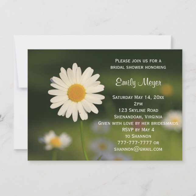 White Daisy Flower Wedding Bridal Shower Invitation (Front)