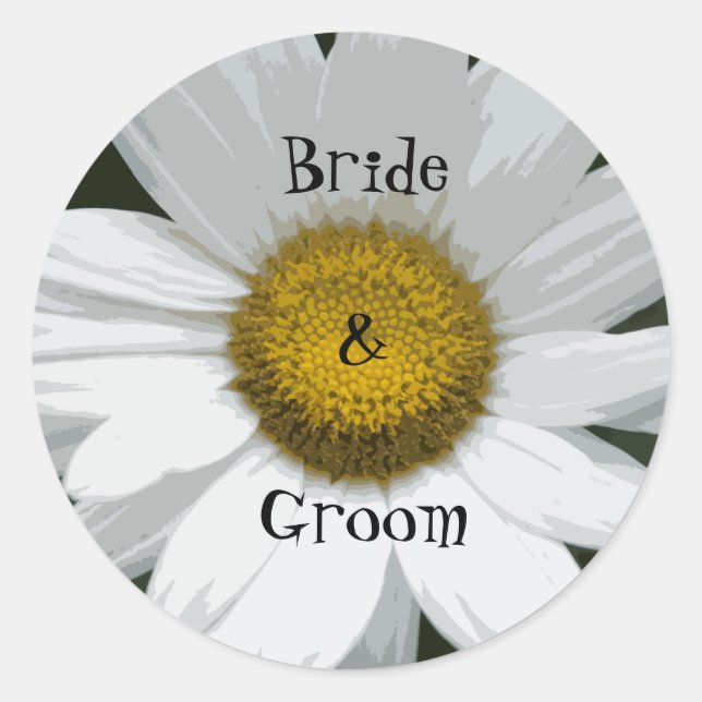 White Daisy Flower Wedding Envelope Seals (Front)