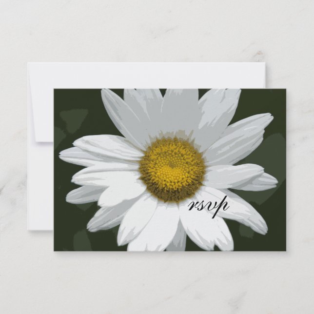White Daisy Flower Wedding RSVP Response Card (Front)