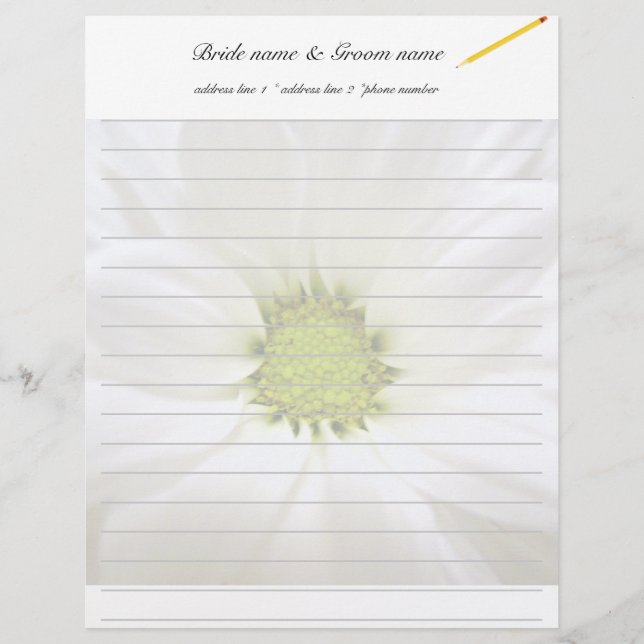 white daisy flower weddings customised letterhead (Front)