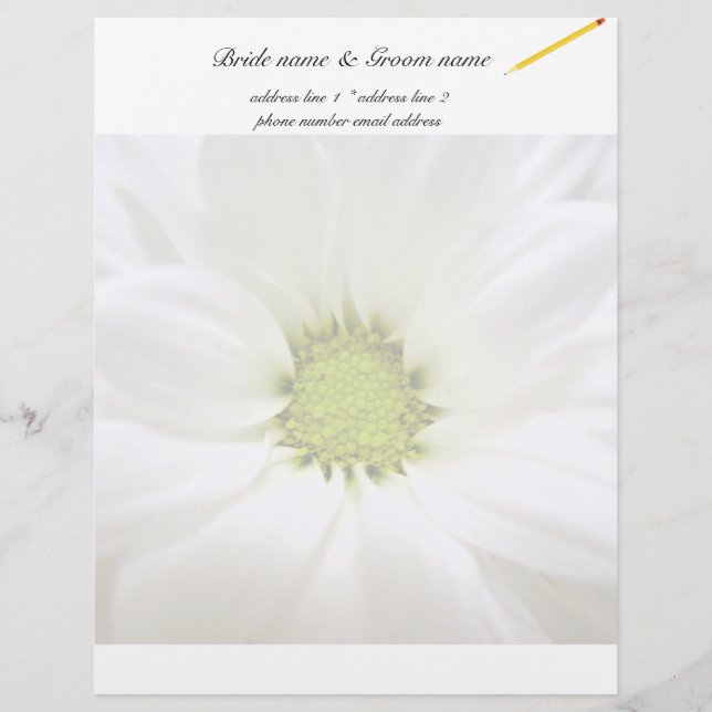 white daisy flower weddings letterhead (Front)