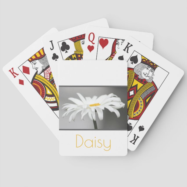White Daisy Flowered Playing Cards (Back)