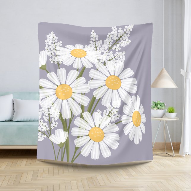 White Daisy Flowers Bouquet on Lavender Sherpa Blanket (Creator Uploaded)