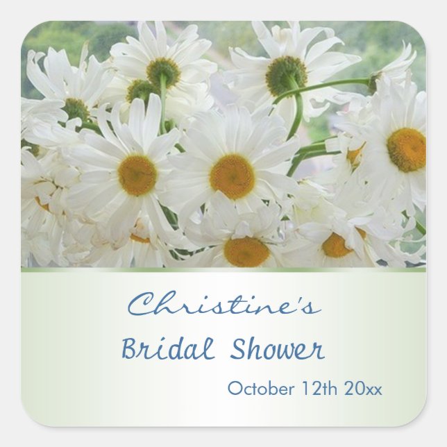 White daisy flowers Bridal Shower Sticker (Front)