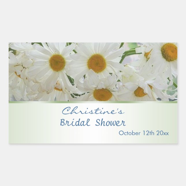 White daisy flowers Bridal Shower Sticker (Front)