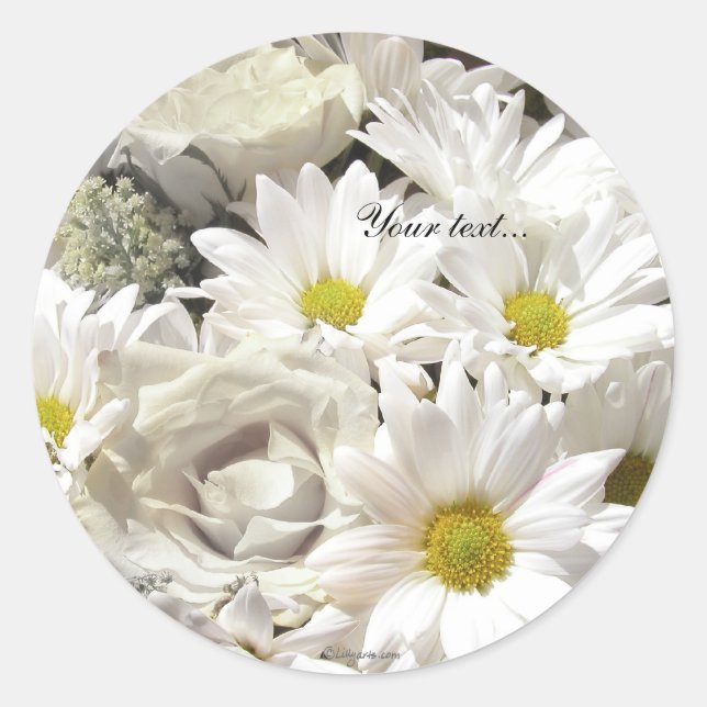 White Daisy Flowers Custom Envelope Seals (Front)