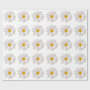 White Daisy Flowers Daisies Flower Floral Template Wrapping Paper