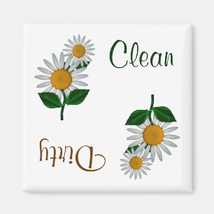 White Daisy Flowers Dishwasher Magnet