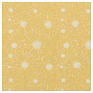 White Daisy Flowers Fabric