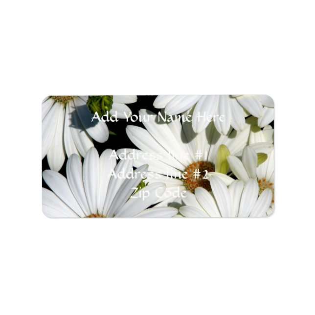 White Daisy Flowers Label (Front)