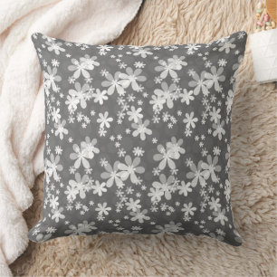 White daisy flowers on a grey background cushion