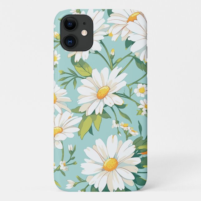 White Daisy Flowers Patterned Case-Mate iPhone Case (Back)