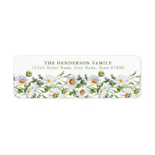 White Daisy Flowers Return Address Labels