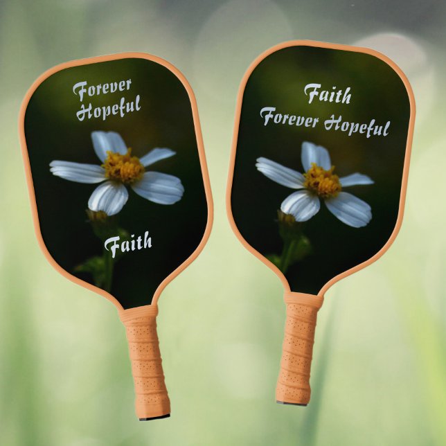 White Daisy Forever Hopeful Dark Green Pickleball Paddle (Creator Uploaded)