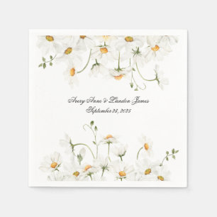White Daisy Greenery Personalised Pretty Napkin