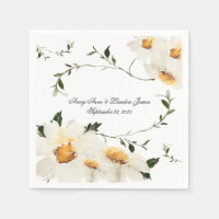 White Daisy Greenery Personalised Pretty Wedding