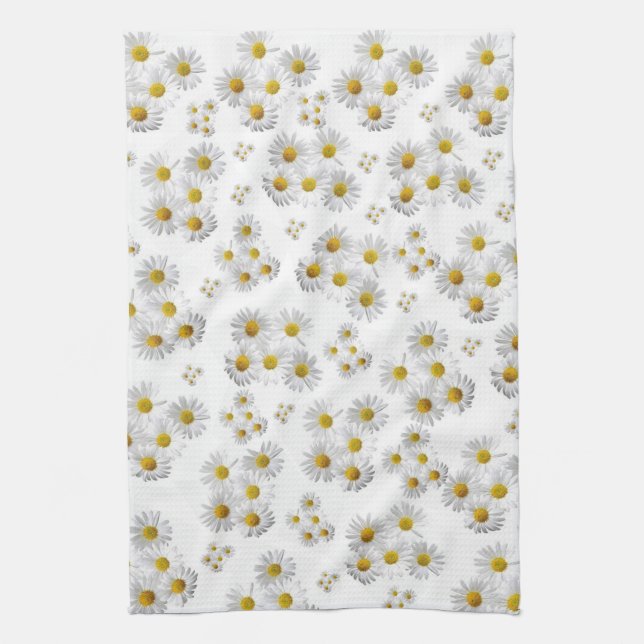 White Daisy Kitchen Hand Towel (Vertical)