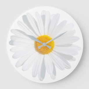 white daisy large clock