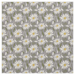 White Daisy Lavender Floral Pattern Fabric