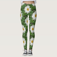 White Daisy Leggings