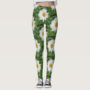 White Daisy Leggings