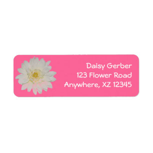 White Daisy Mum Return Address Label