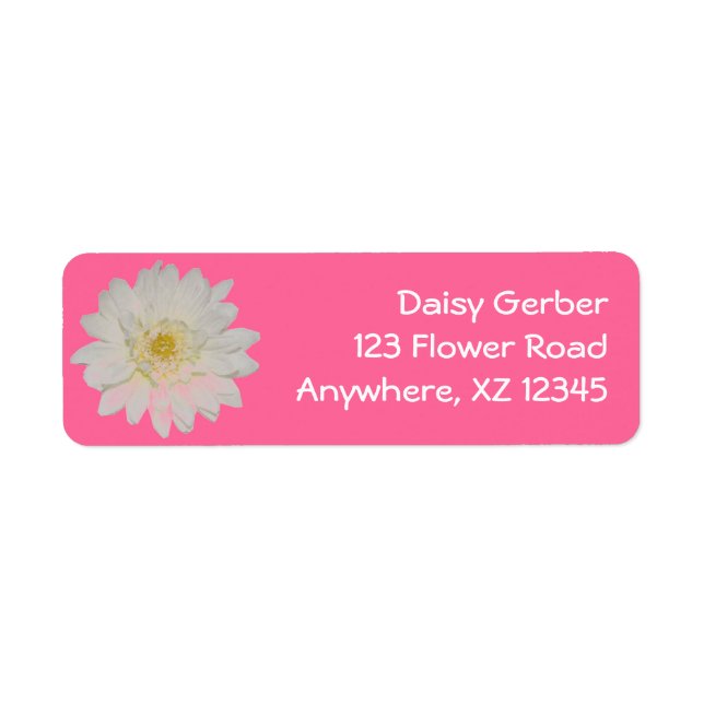 White Daisy Mum Return Address Label (Front)