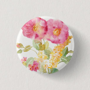 White Daisy on Blue 3 Cm Round Badge