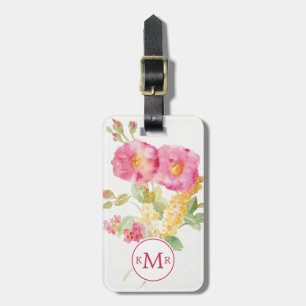 White Daisy on Blue Luggage Tag