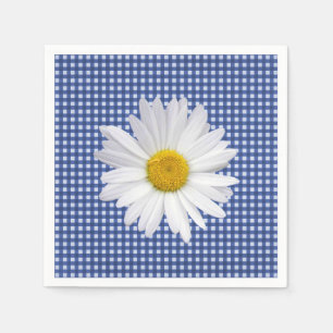 White Daisy On Gingham Napkin