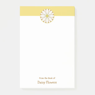 White Daisy on Golden Yellow Personalised Post-it Notes