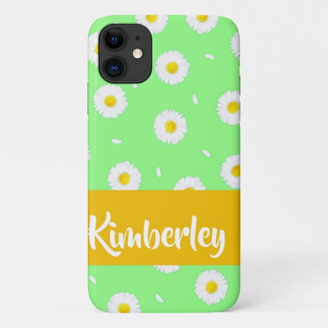 White daisy on green Case-Mate iPhone case (Back)
