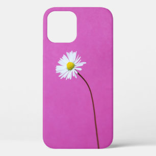WHITE DAISY ON PINK BACKGROUND iPhone 12 CASE