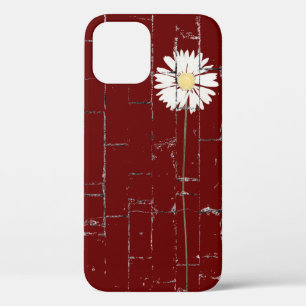 white daisy on red brick iPhone 12 case