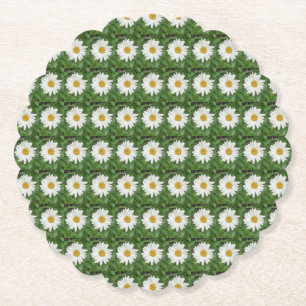 White Daisy Paper Coaster