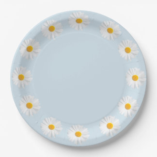 white daisy paper plate