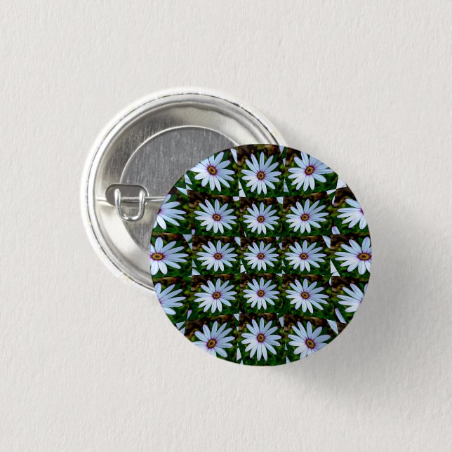 White Daisy Pattern 3 Cm Round Badge (Front & Back)