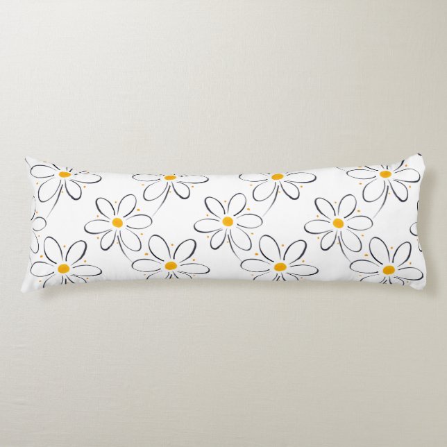 White Daisy Pattern Body Cushion (Front)