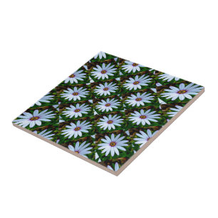 White Daisy Pattern Ceramic Tile