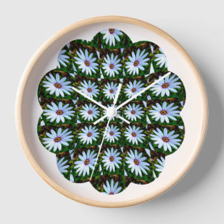 White Daisy Pattern Clock