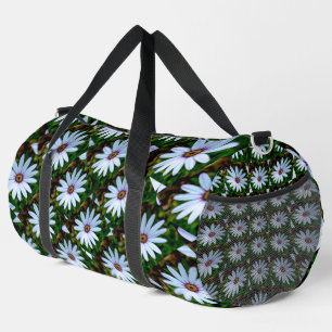 White Daisy Pattern Duffle Bag